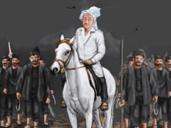 KH As'ad Syamsul Arifin bersama pasukan yang terdiri dari banyak elemen.